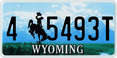 WY license plate 45493T