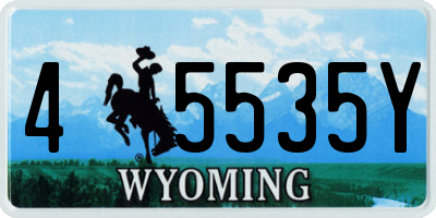 WY license plate 45535Y