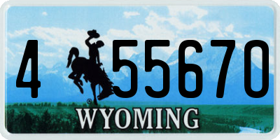 WY license plate 45567O