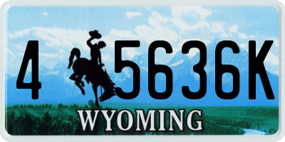 WY license plate 45636K
