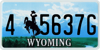 WY license plate 45637G