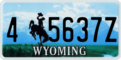 WY license plate 45637Z
