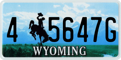 WY license plate 45647G