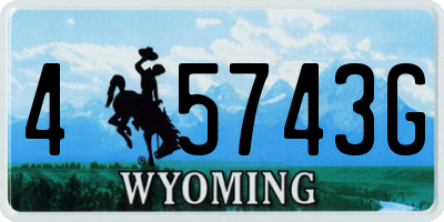 WY license plate 45743G