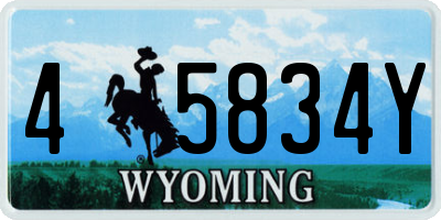 WY license plate 45834Y