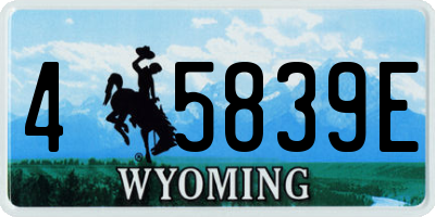 WY license plate 45839E