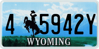 WY license plate 45942Y