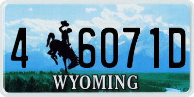 WY license plate 46071D
