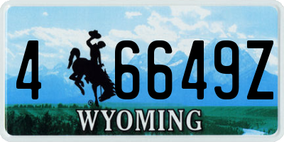 WY license plate 46649Z