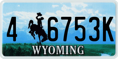 WY license plate 46753K