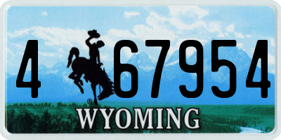 WY license plate 467954