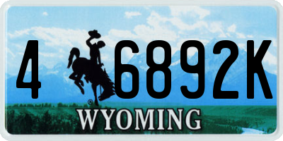 WY license plate 46892K
