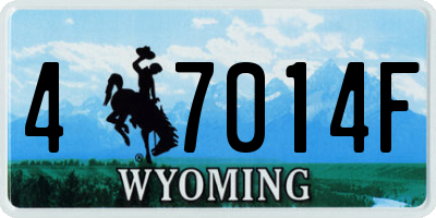 WY license plate 47014F