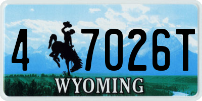 WY license plate 47026T