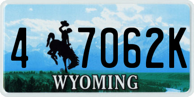 WY license plate 47062K