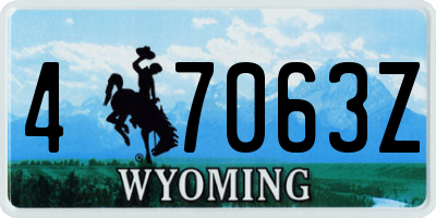 WY license plate 47063Z