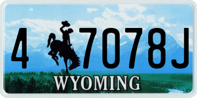 WY license plate 47078J