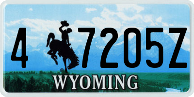 WY license plate 47205Z