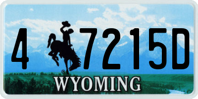 WY license plate 47215D