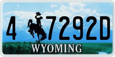 WY license plate 47292D