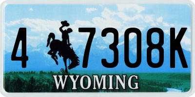 WY license plate 47308K