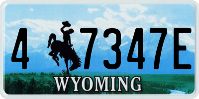WY license plate 47347E