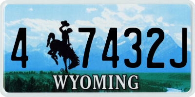WY license plate 47432J