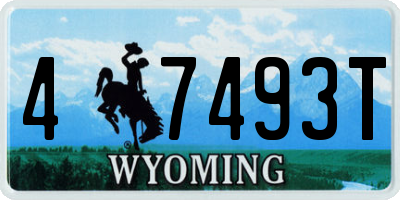 WY license plate 47493T