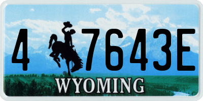 WY license plate 47643E