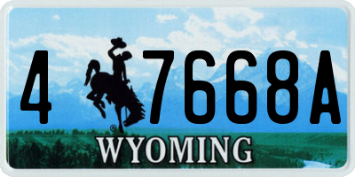 WY license plate 47668A