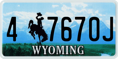 WY license plate 47670J