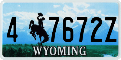 WY license plate 47672Z