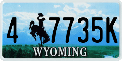 WY license plate 47735K