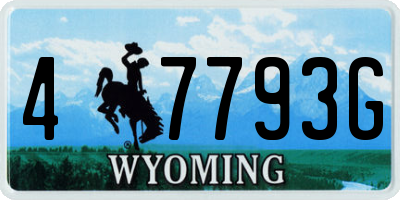 WY license plate 47793G