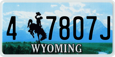WY license plate 47807J