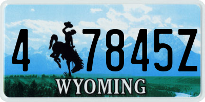 WY license plate 47845Z