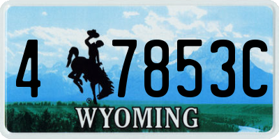WY license plate 47853C