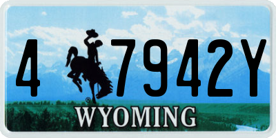 WY license plate 47942Y