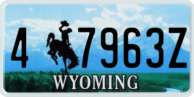 WY license plate 47963Z
