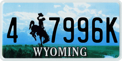 WY license plate 47996K