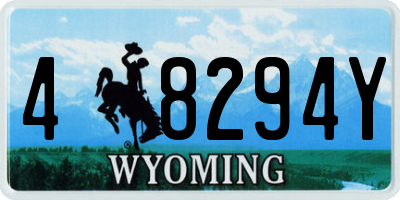 WY license plate 48294Y