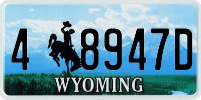 WY license plate 48947D