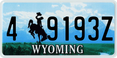WY license plate 49193Z