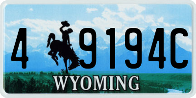 WY license plate 49194C