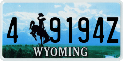 WY license plate 49194Z