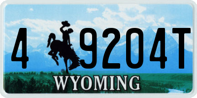 WY license plate 49204T
