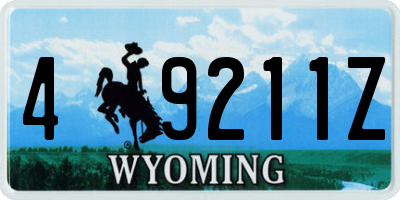 WY license plate 49211Z