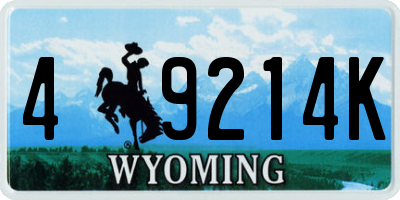 WY license plate 49214K