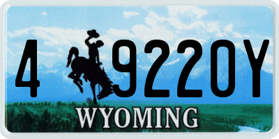 WY license plate 49220Y