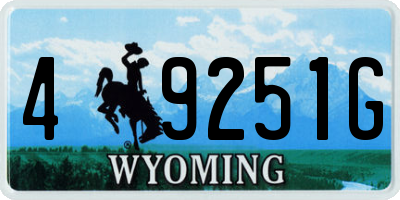 WY license plate 49251G